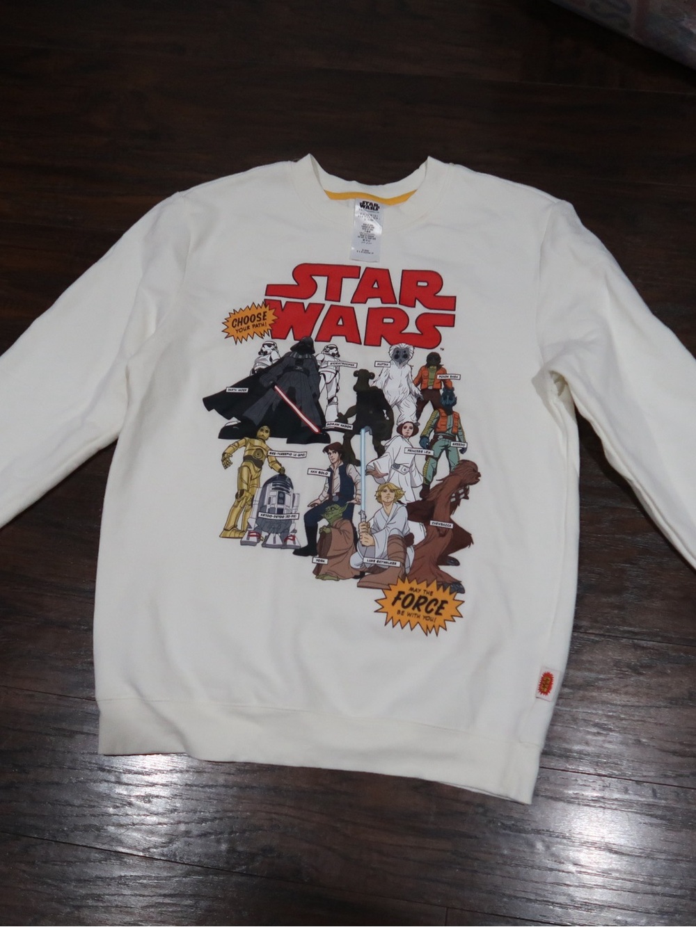 Star Wars White Graphic Crewneck Sweater with Red Logo